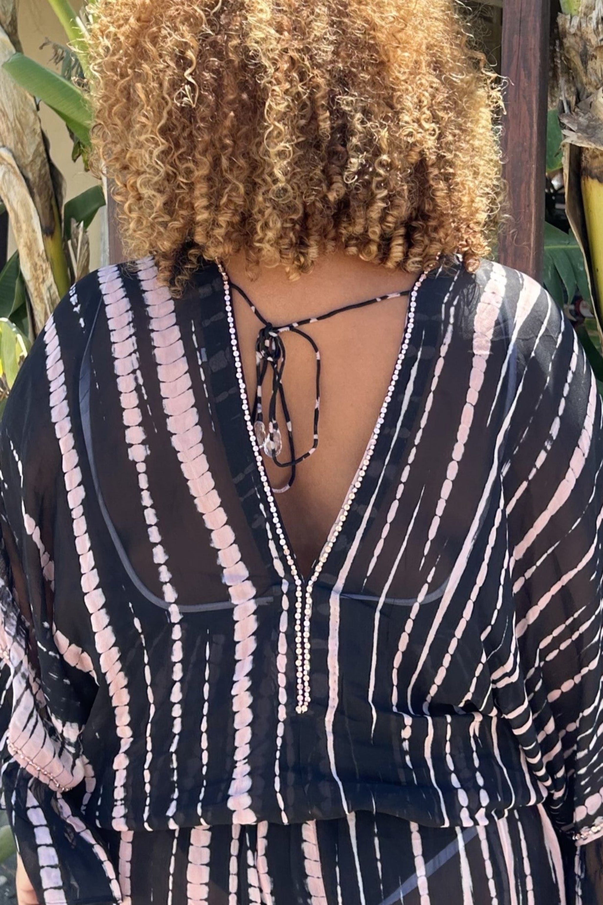 Black plus size silk kaftan dresses by Lindsey Brown luxury resort wear