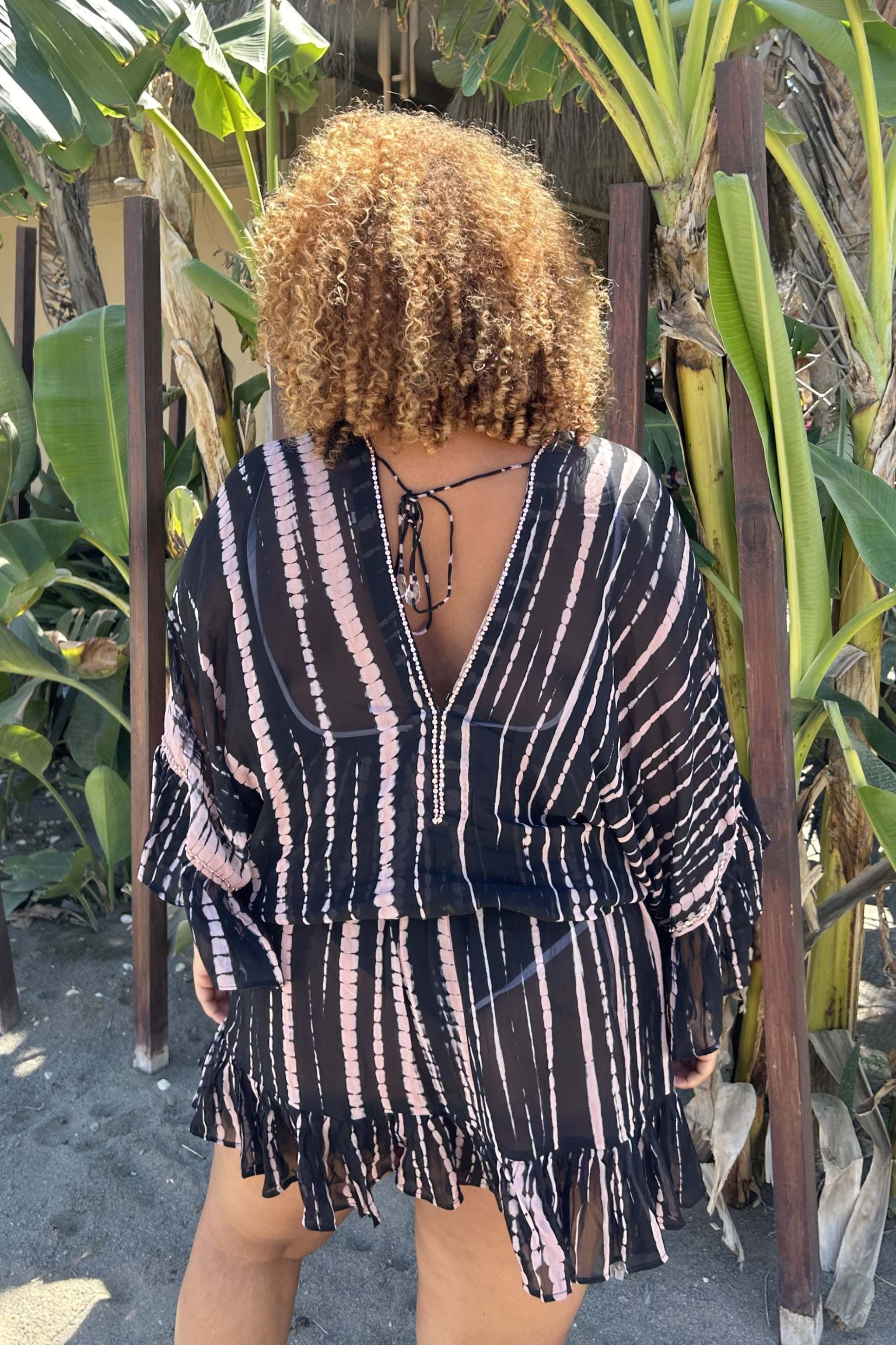 Plus size v back silk kaftan dress by Lindsey Brown luxury resort wear