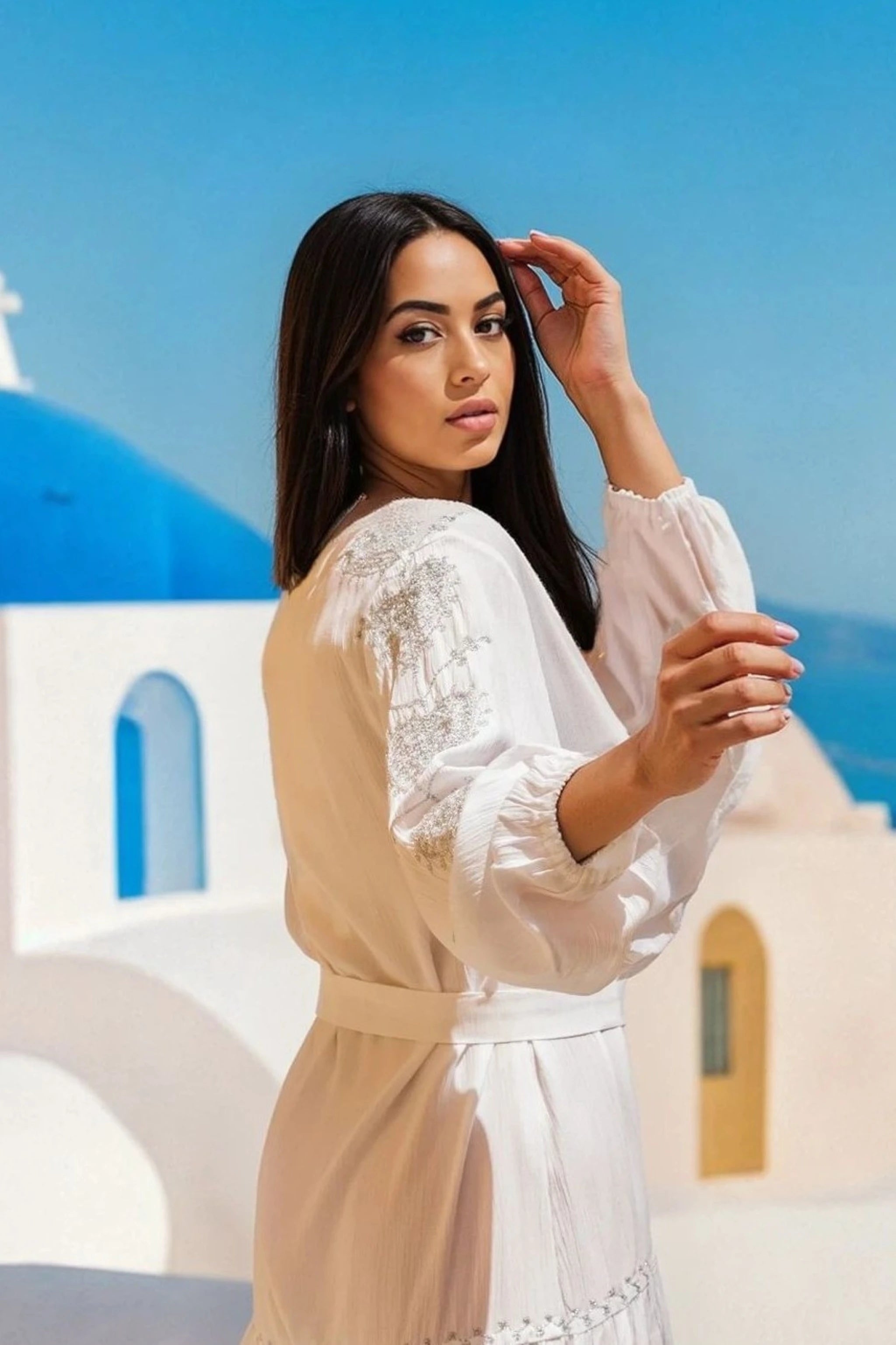 white cotton designer beach dresses by Lindsey Brown